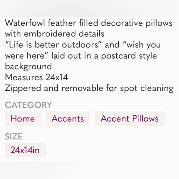 Tommy Bahama Life is Better Outdoors Postcard Pillow size 24x 14 used - Picture 2 of 6